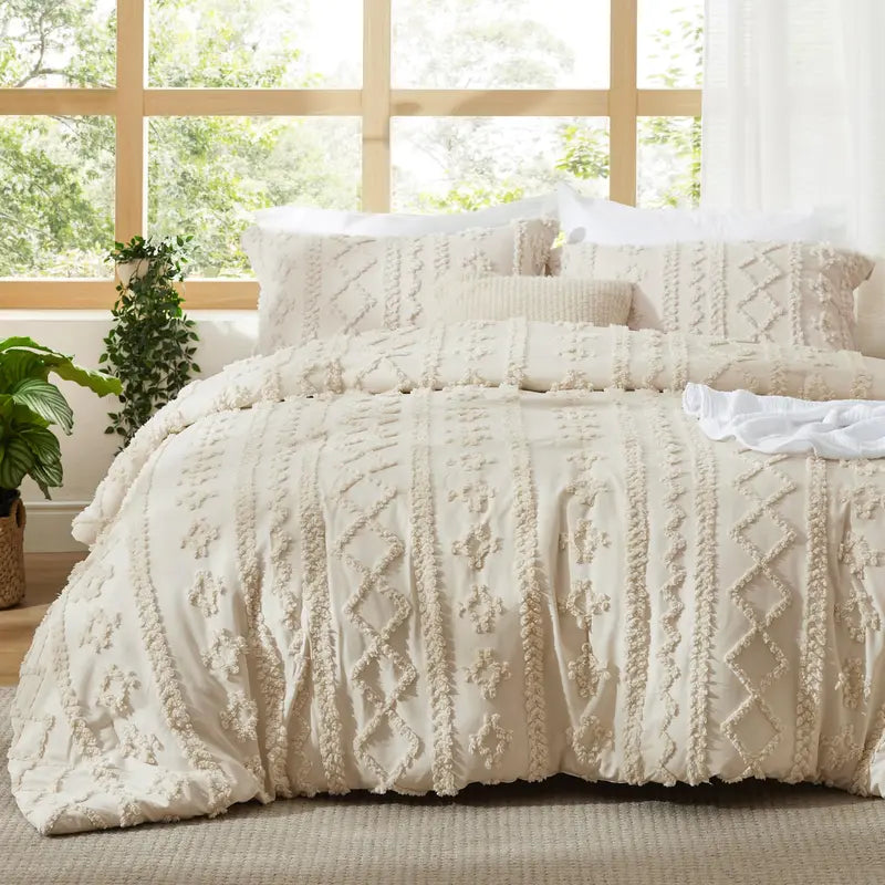 Tufted Boho Comforter Set – Soft & Elegant, All Season