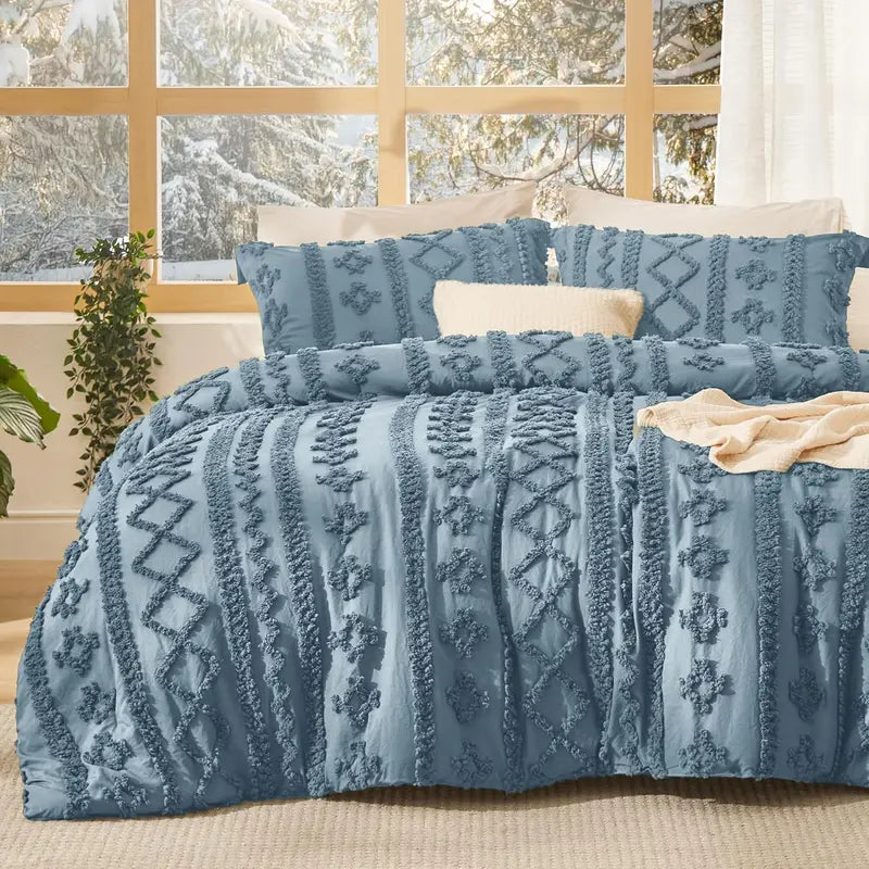 Tufted Boho Comforter Set – Soft & Elegant, All Season