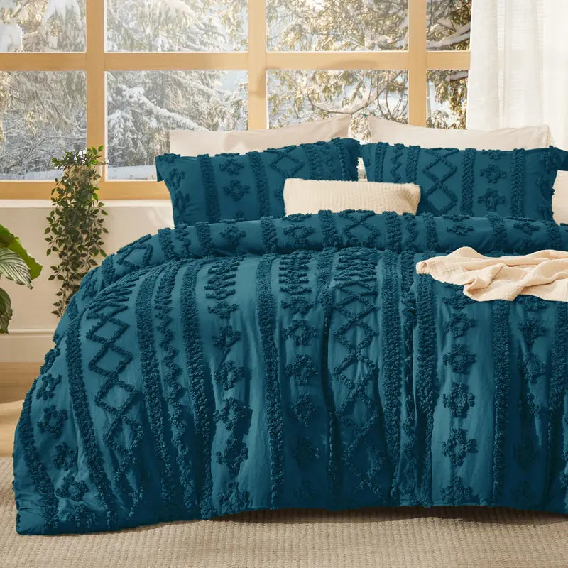 Tufted Boho Comforter Set – Soft & Elegant, All Season