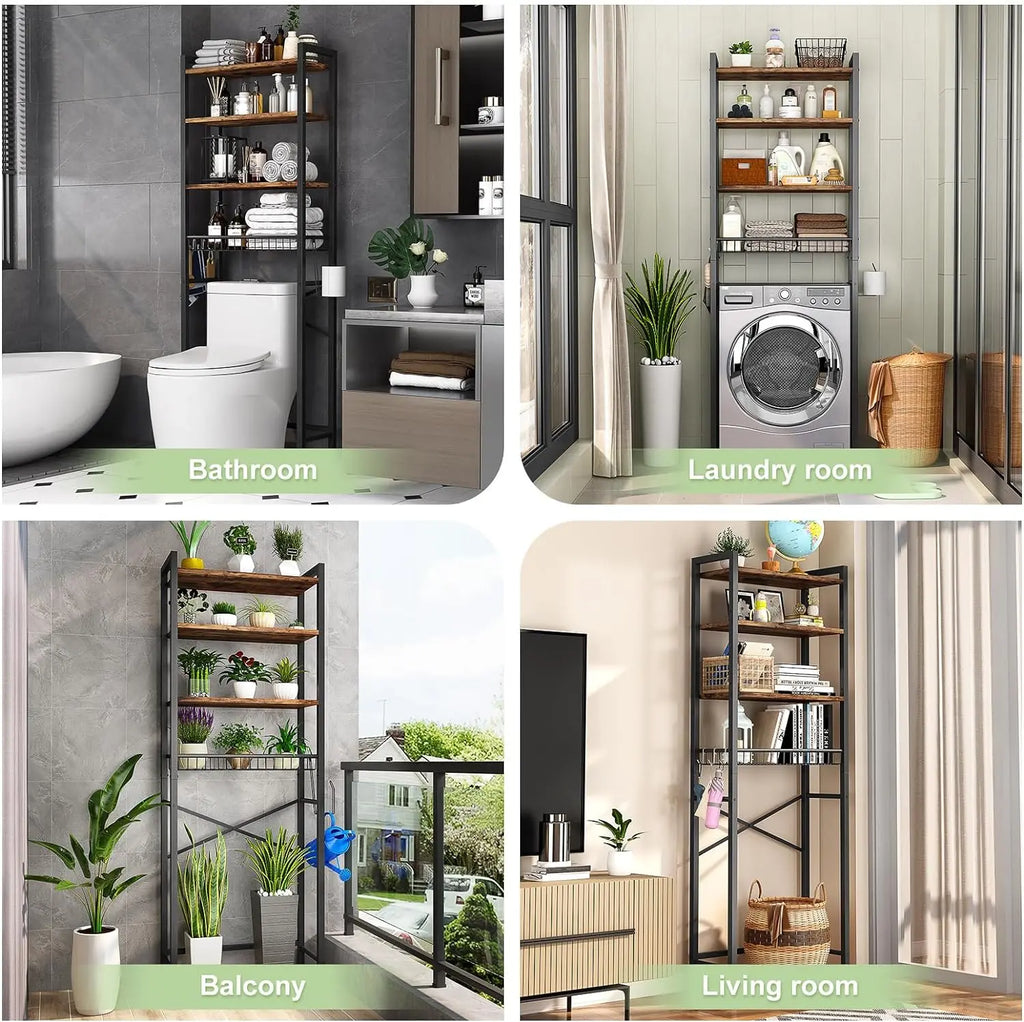 4-Tier Over Toilet Storage Rack - Space Saver Shelf