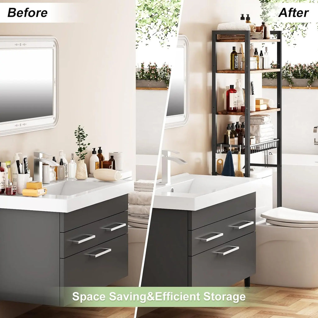 4-Tier Over Toilet Storage Rack - Space Saver Shelf