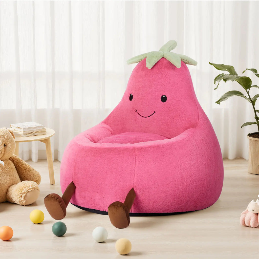 Cute Eggplant Bean Bag Chair - Plush Kids Lounge Sofa 24/31