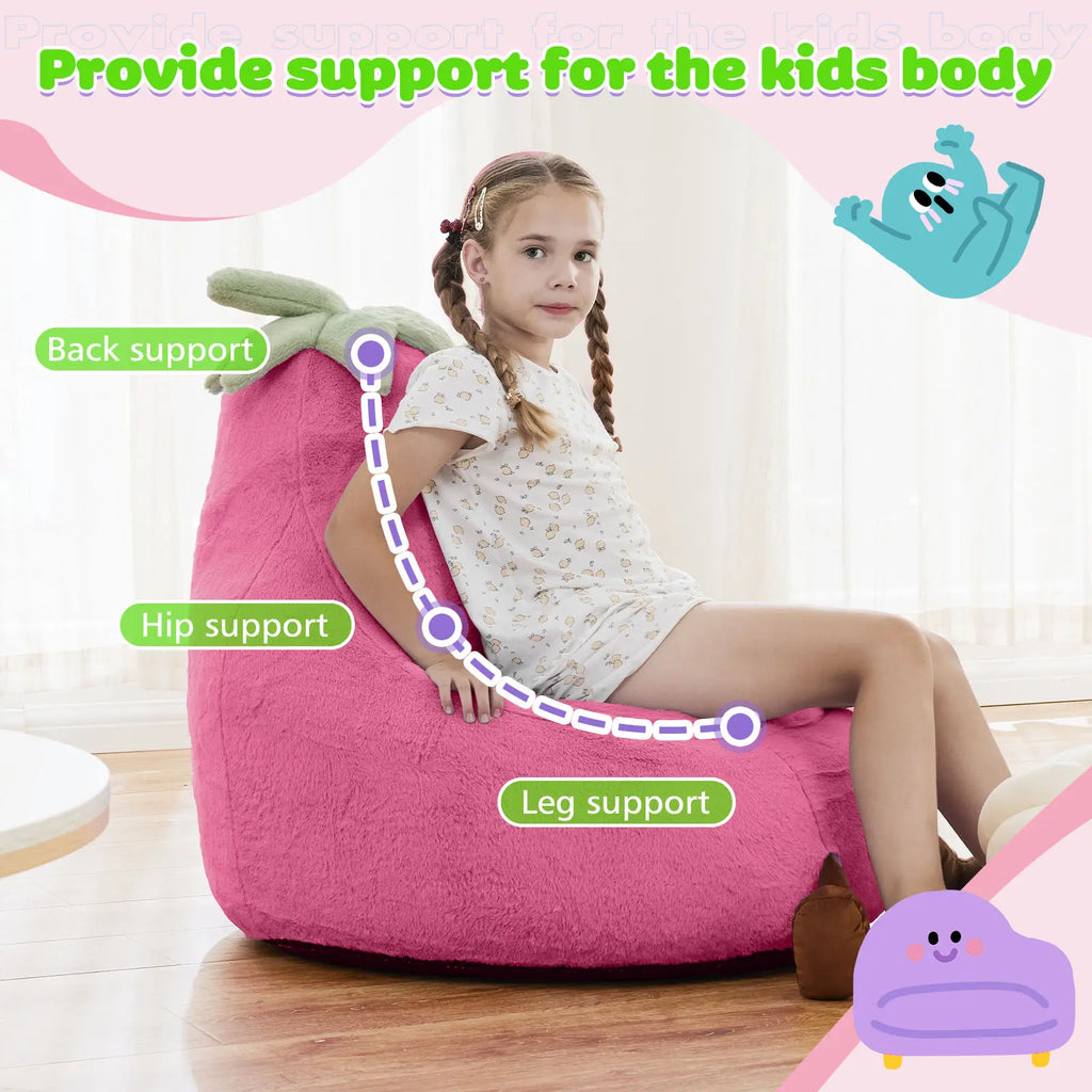 Cute Eggplant Bean Bag Chair - Plush Kids Lounge Sofa 24/31