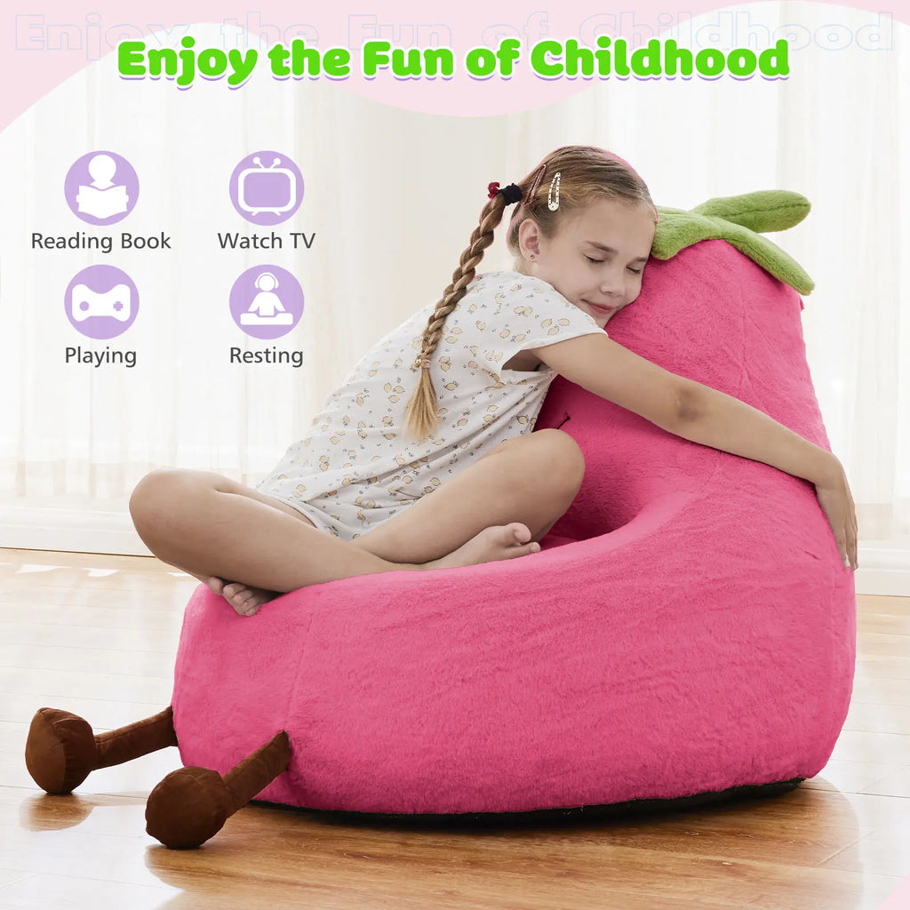 Cute Eggplant Bean Bag Chair - Plush Kids Lounge Sofa 24/31