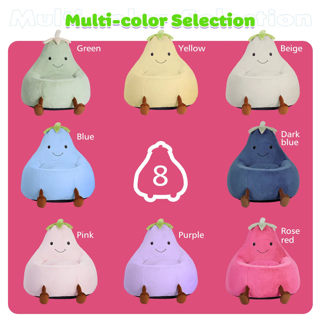 Cute Eggplant Bean Bag Chair - Plush Kids Lounge Sofa 24/31